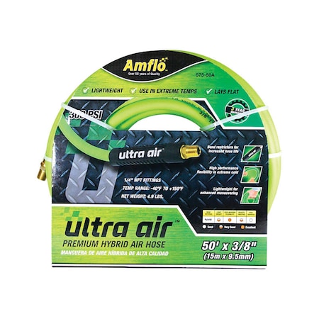Amflo Amflo Ultra Air 50 ft. L X 3/8 in. D Rubber/PVC Hybrid Air Hose 300 psi Yellow 575-50A
